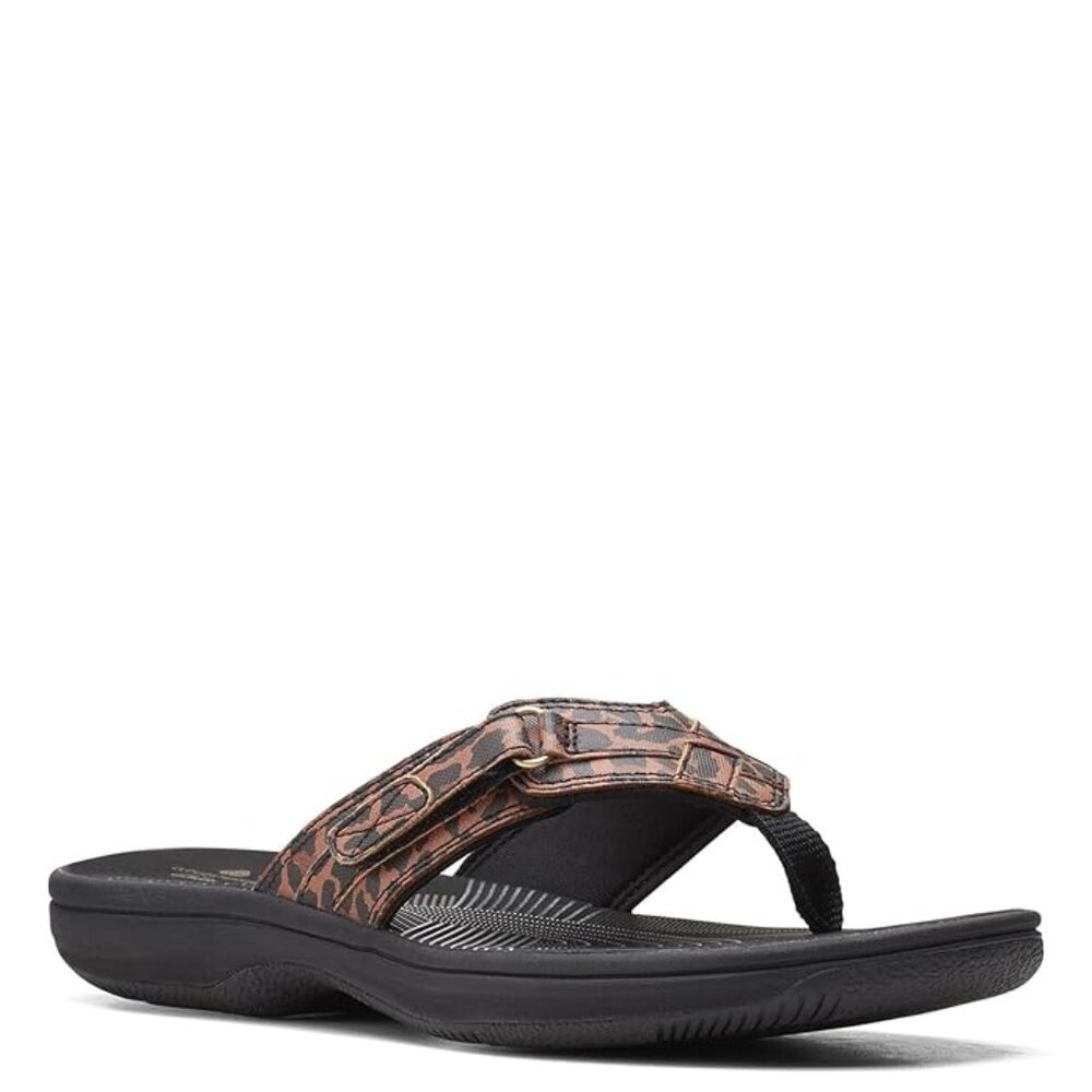 CLARKS CLOUDSTEPPERS CUSHION SOFT BREEZE SEA BLACK TAN ANIMAL PRINT NEW SIZE 6 - Picture 7 of 13